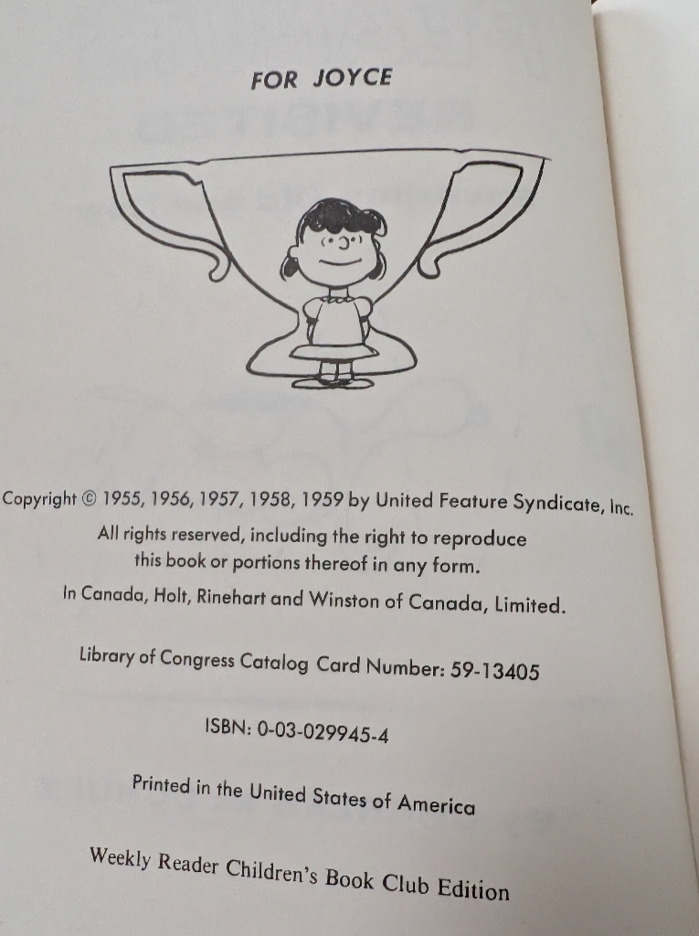 VTG 1959 Peanuts Revisited Hardcover Book Charles M. Schulz Weekly Reader Ed - Picture 3 of 6